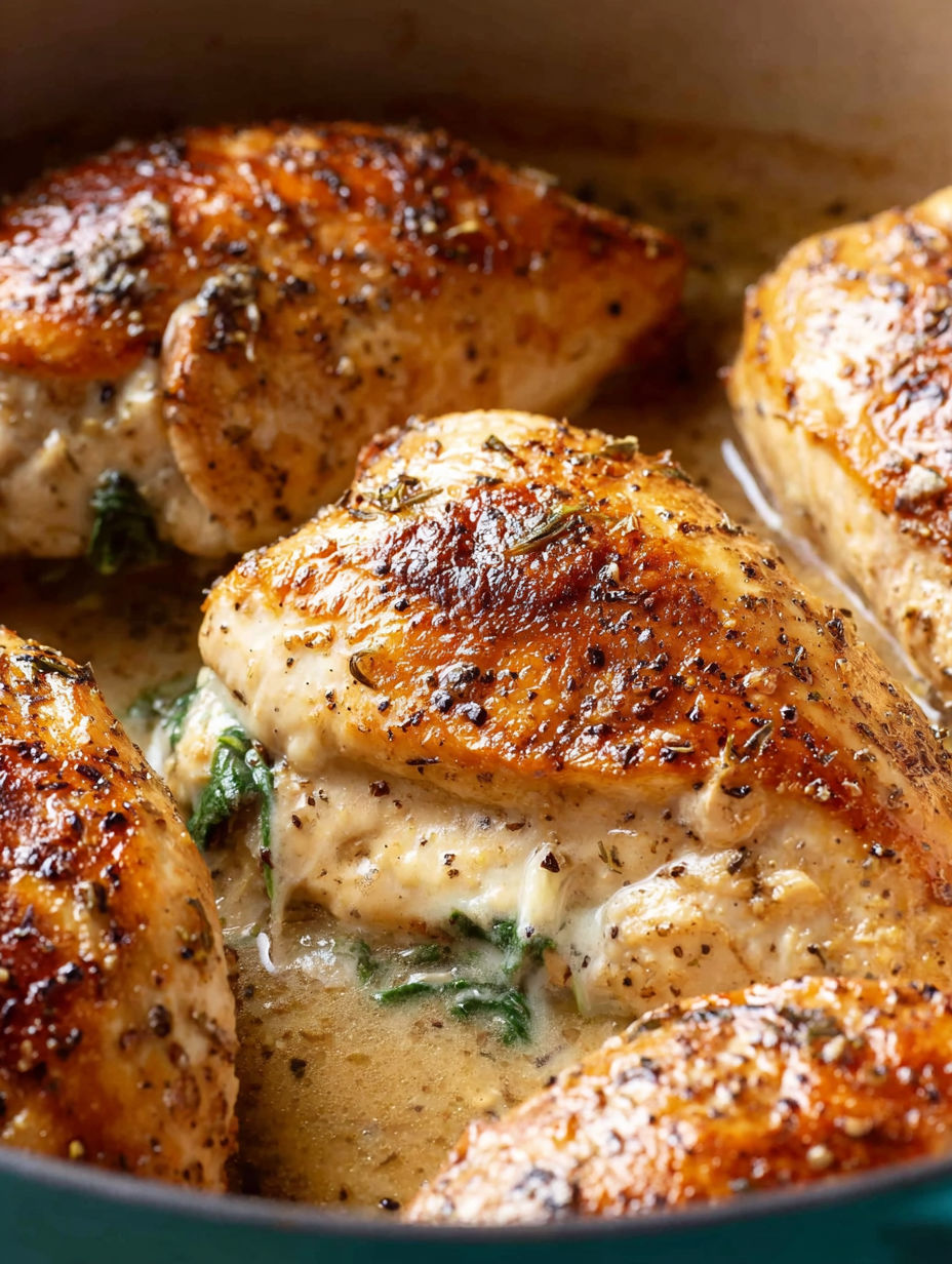 Mushroom stuffed chicken breast with gravy.