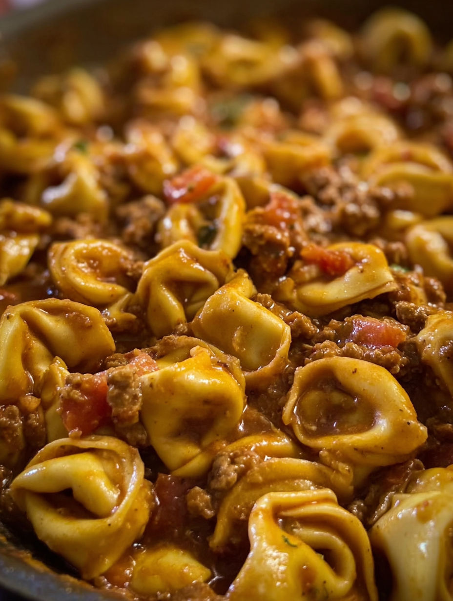 A bowl of food with pasta and meat.