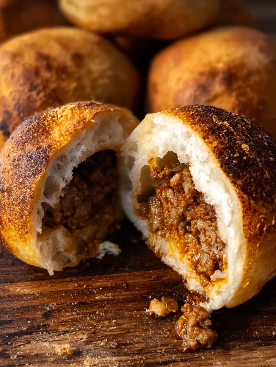 A close up of a cheeseburger pretzel bun.