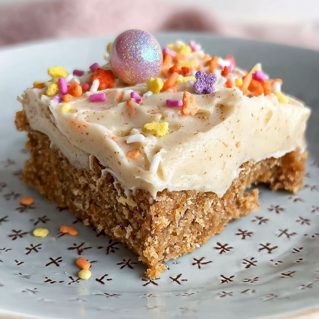 A cinnamon roll bars dessert with sprinkles on top.