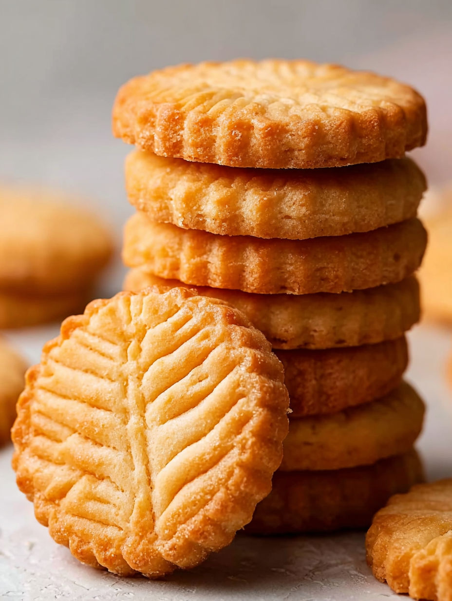 A stack of cookies with a leaf design.