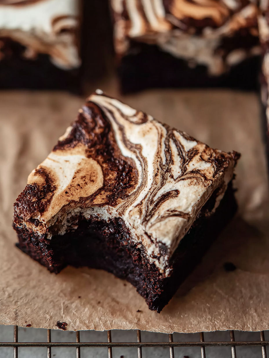 A piece of marshmallow brownies.