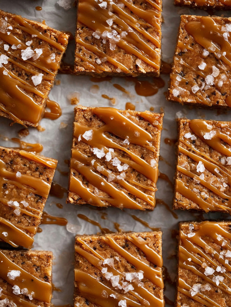 Sticky toffee blondies on a tray.