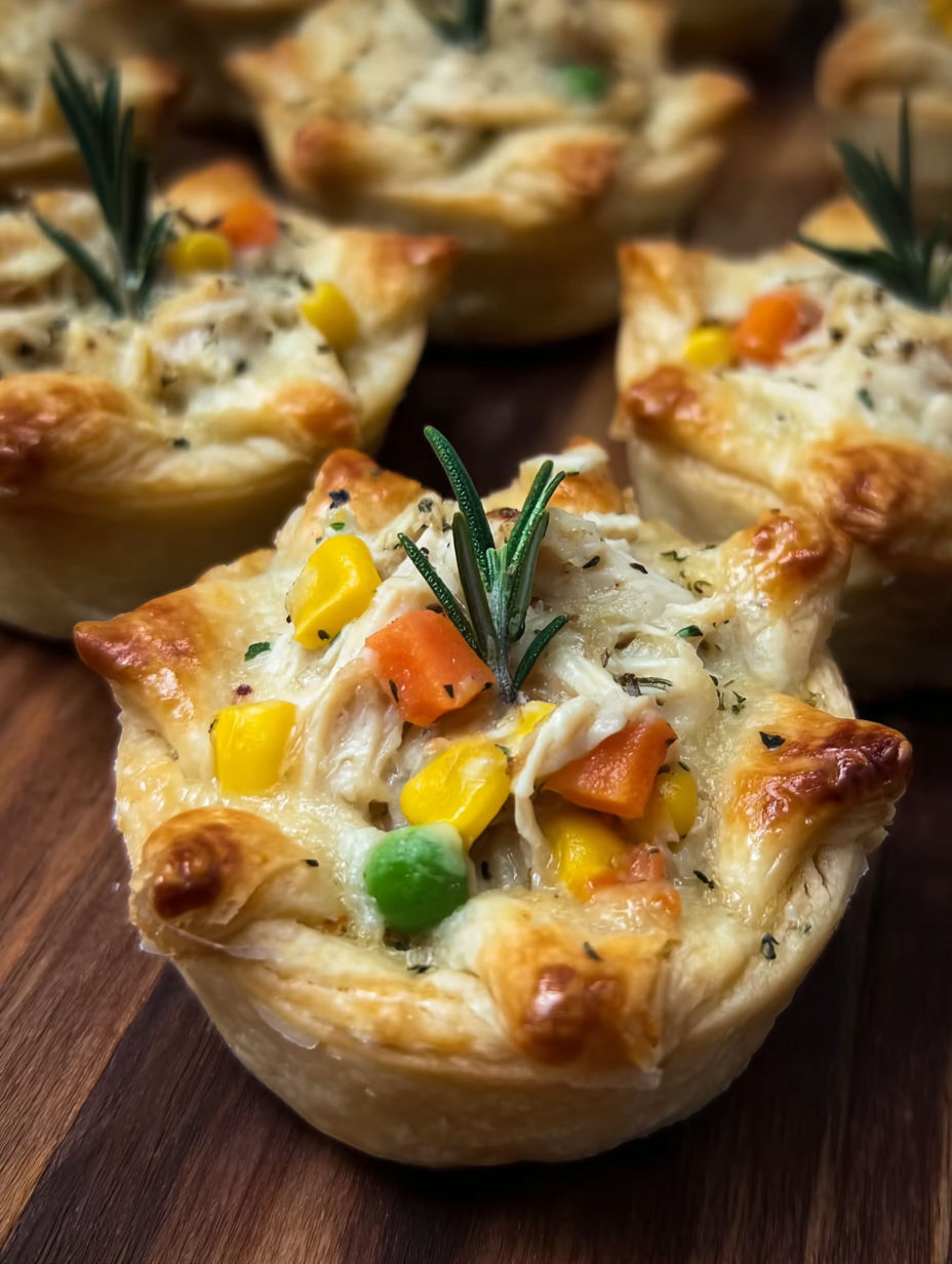 A muffin tin filled with chicken pot pie.