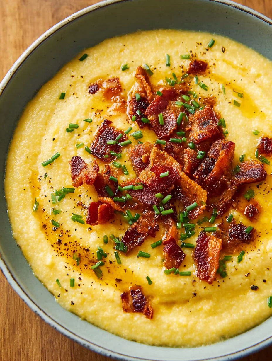 A bowl of soup with bacon and parsley.