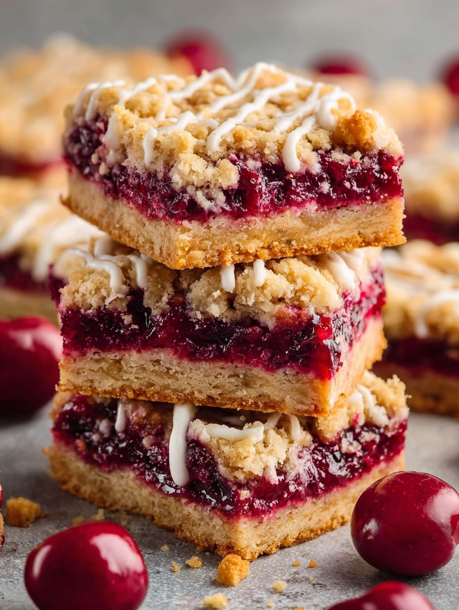 Cherry Pie Bars stacked on top of each other.