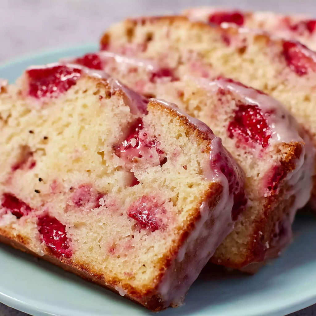 A slice of strawberry cake on a plate.