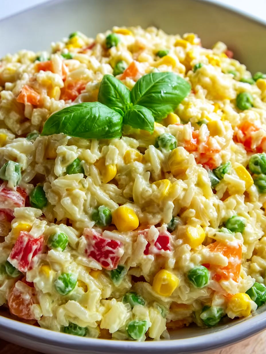 A bowl of rice with vegetables and curry.