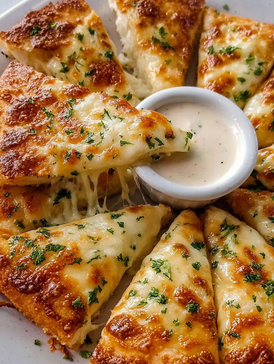 A white bowl of sauce with a slice of pizza.