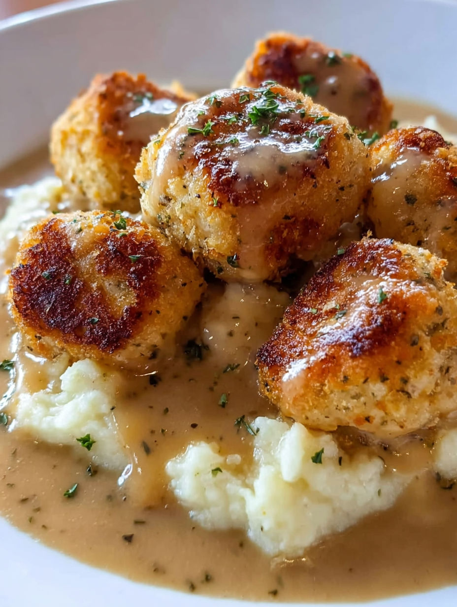 A plate of turkey stuffing balls.