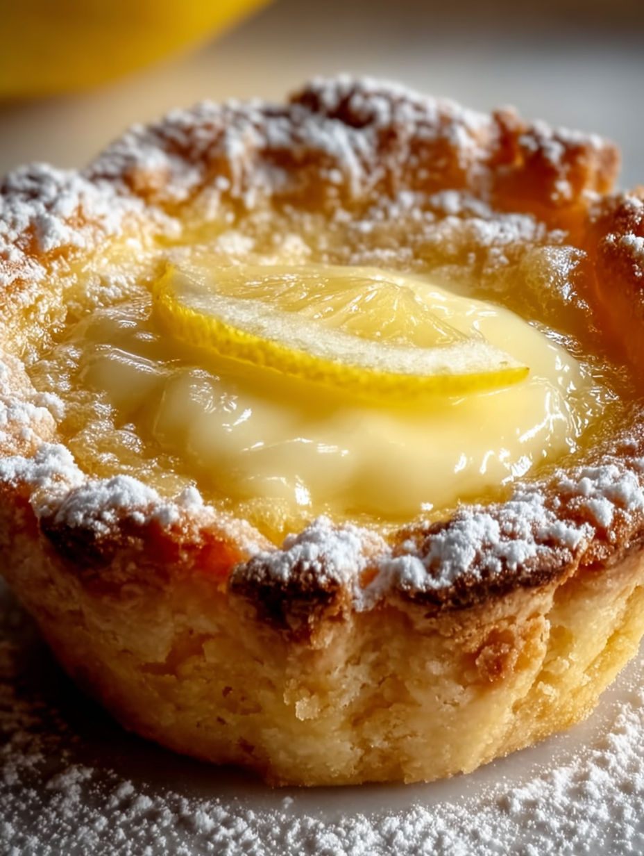 A pastry with a lemon on top.