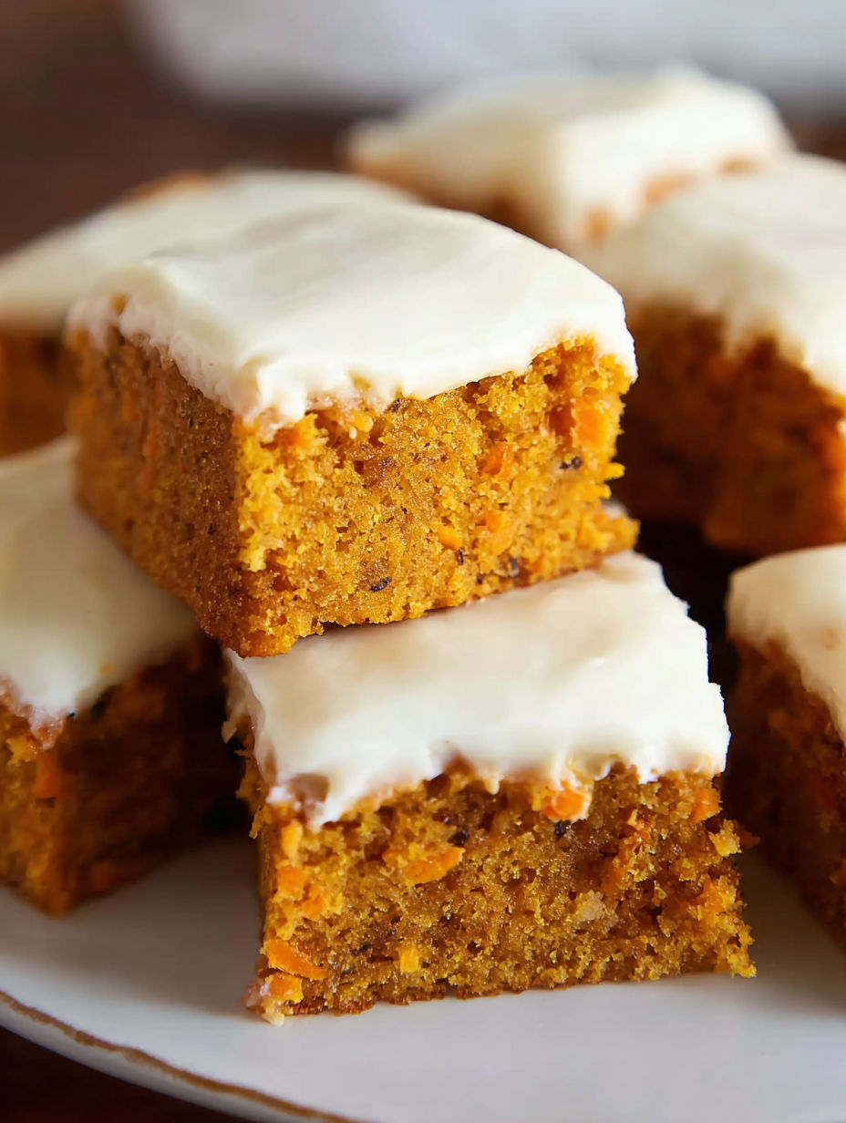 Pumpkin bars with cream cheese frosting.