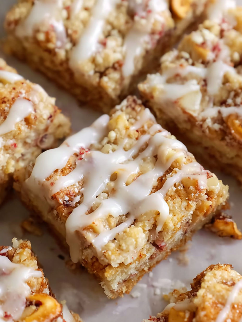 A close up of a piece of Mandelkuchen with Cranberries.