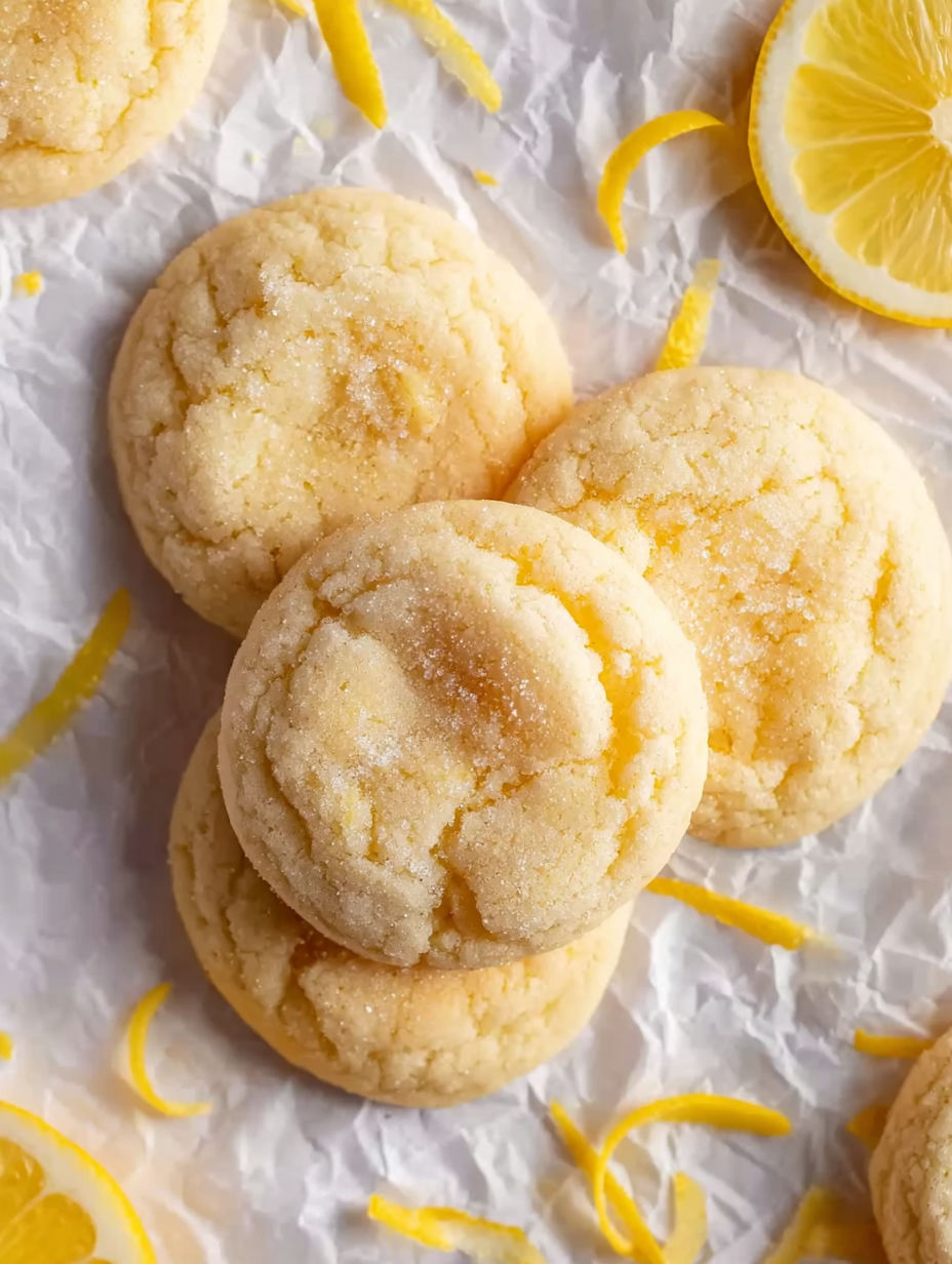 A plate of cookies with a lemon wedge on top.