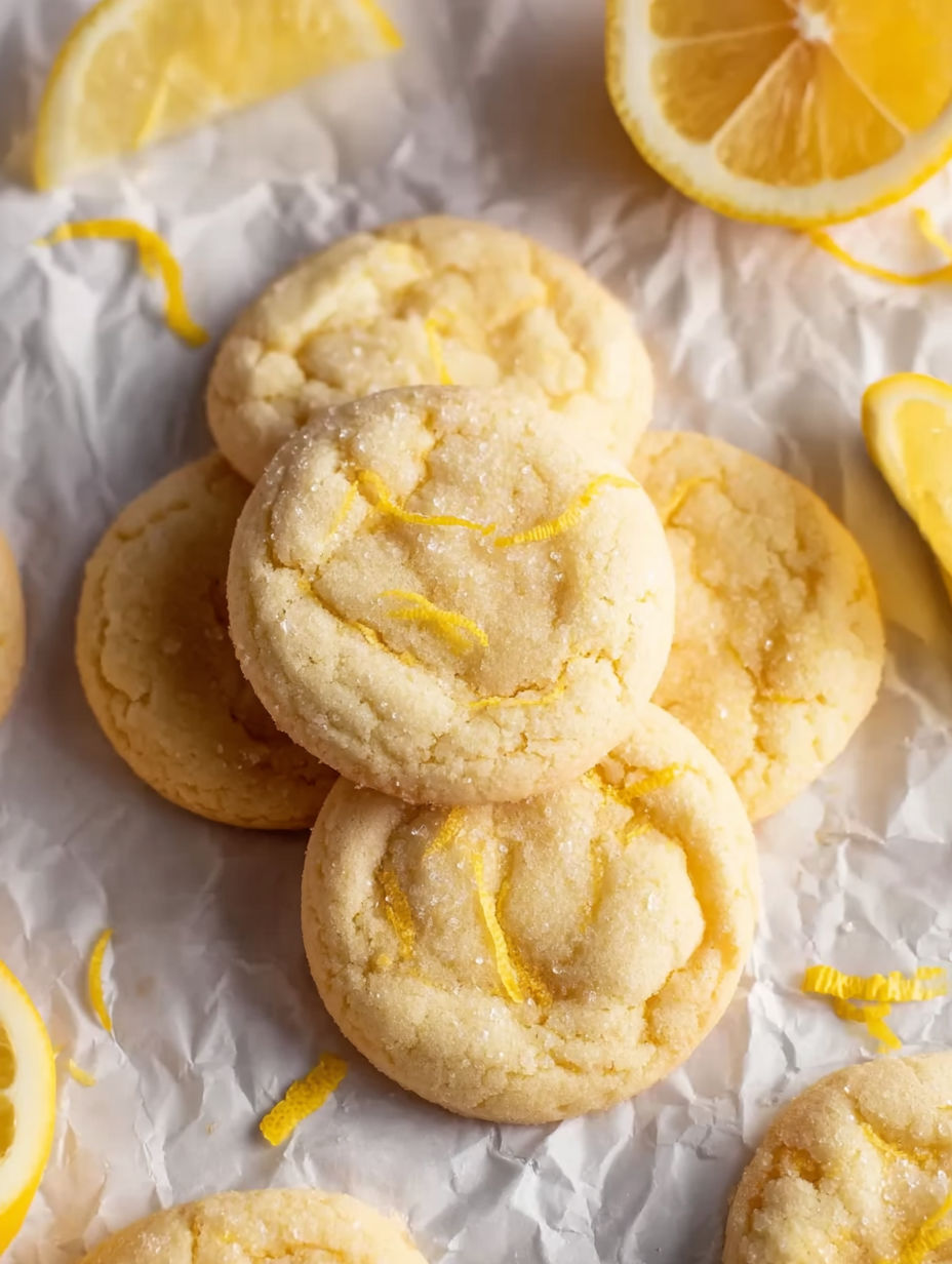 A stack of cookies with a lemon flavor.