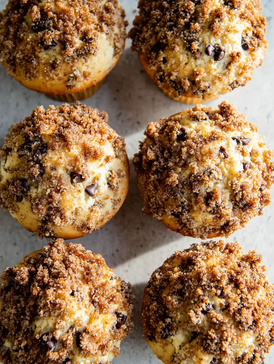 A tray of chocolate chip muffins.