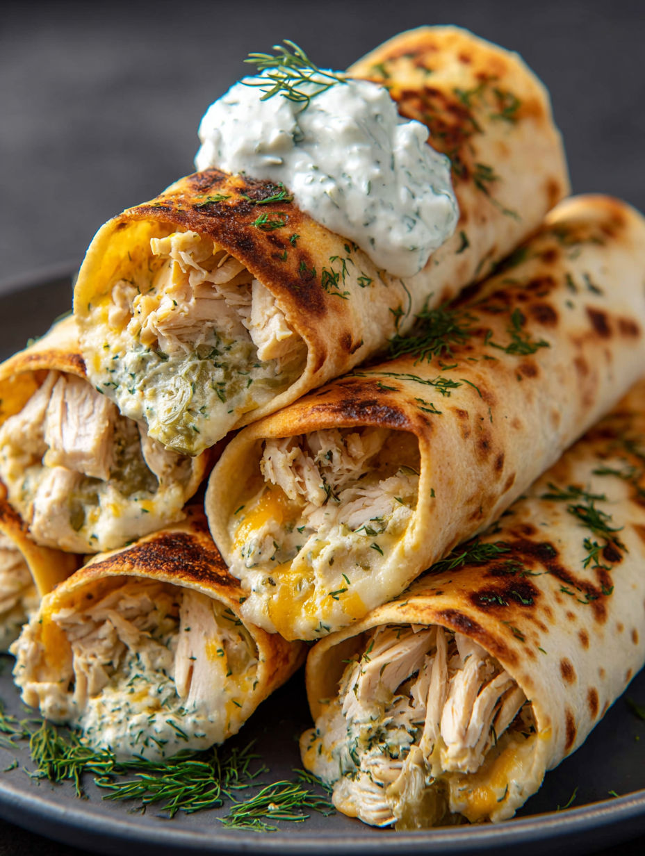 A plate of Dill-Gurken-Ranch Taquitos.