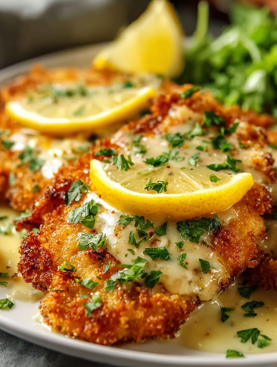 Chicken Romano with lemon and herbs.