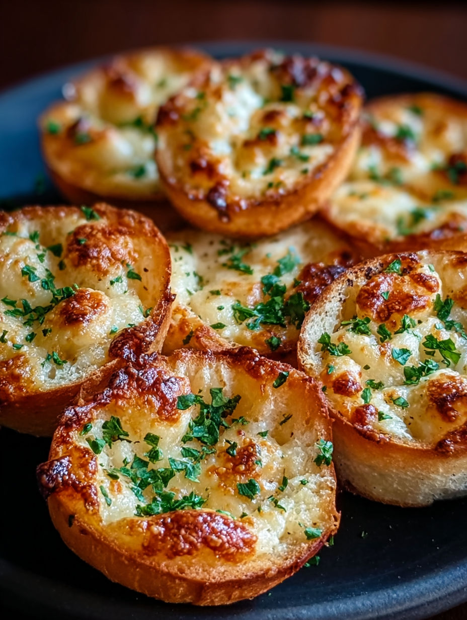 A plate of cheese bread.