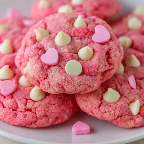 A plate of cookies with hearts on them.