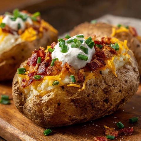Twice baked potatoes with cheese and bacon.