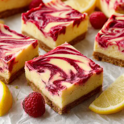 A close up of a slice of Raspberry Lemonade Cheesecake Bars.