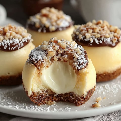 Mini Käsekuchen-Törtchen mit Schoko-Nuss-Topping.