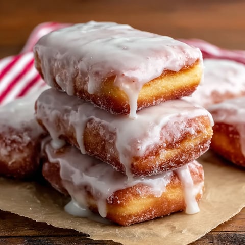 A stack of glazed donuts.