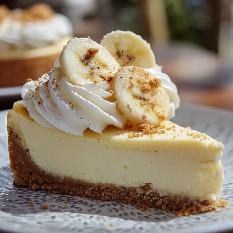 A slice of creamier banana cheesecake.