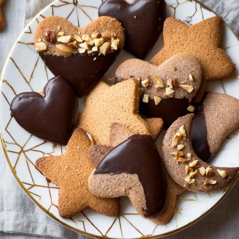 A plate of cookies with chocolate and nuts.