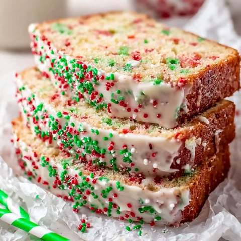 A stack of Christmas bread with red and green sprinkles.