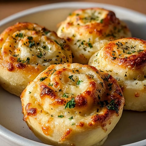 A plate of knoblauch-käse-rollen.