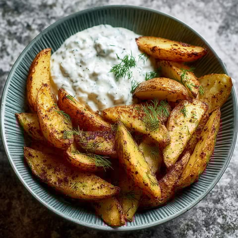 A bowl of fried potatoes with a dollop of sour cream.