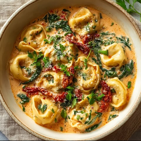 A bowl of pasta with spinach and tomatoes.