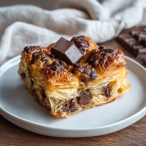 A piece of chocolate croissant on a plate.
