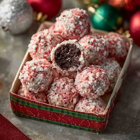 A box of peppermint oreo balls.