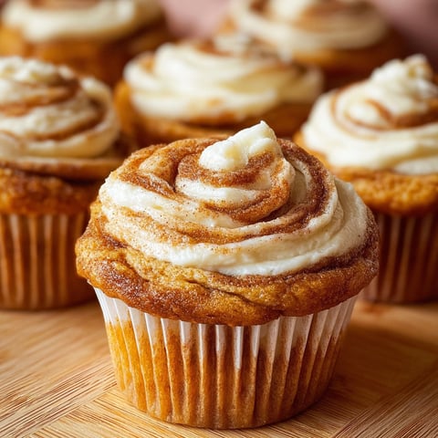 A cupcake with a swirl of cream cheese and pumpkin.