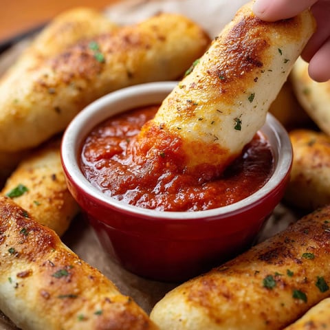 A person is putting sauce on a pizza roll.