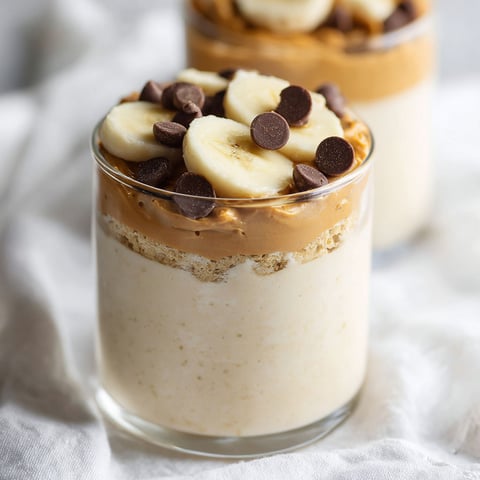 Two glasses of peanut butter yogurt.