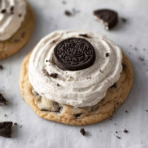 A cookie with a white cream filling.