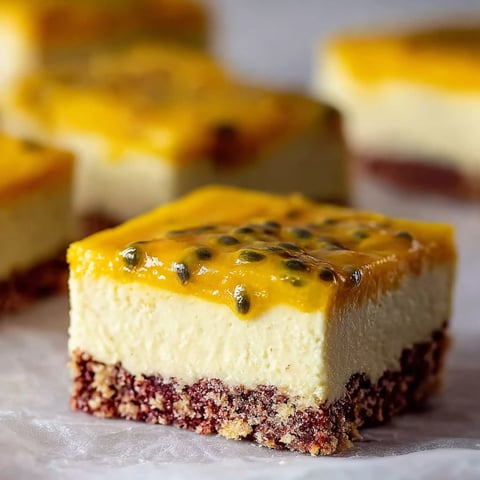 A slice of vegan mango cheesecake bar.
