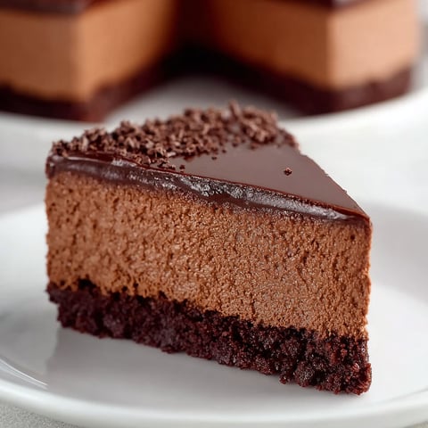 A slice of vegan chocolate mousse cake.