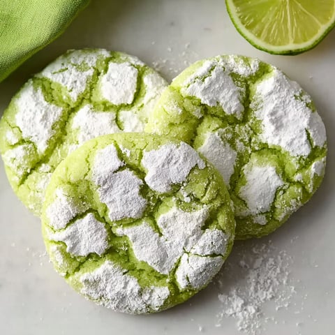 Two green lime crinkle cookies.