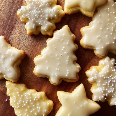 White frosting on cookies.