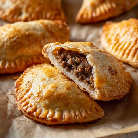 A plate of empanadas with meat inside.