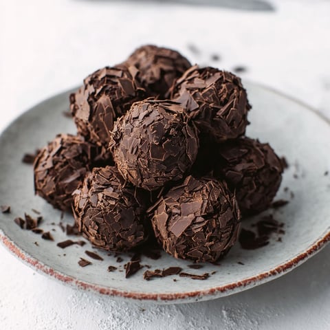 A plate of chocolate truffles.