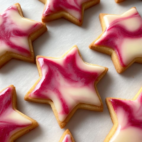 Pink and white star cookies.