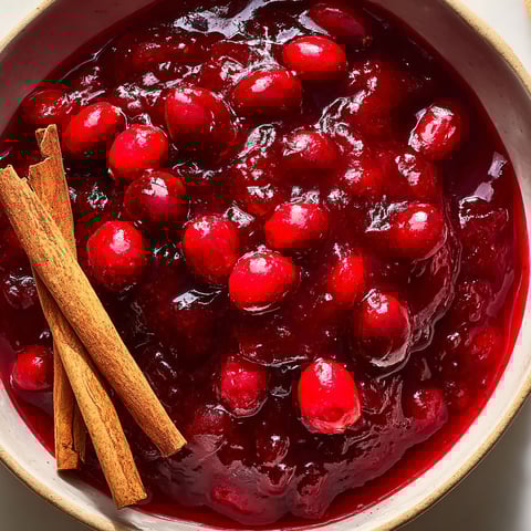 A bowl of cranberry sauce with cinnamon sticks in it.