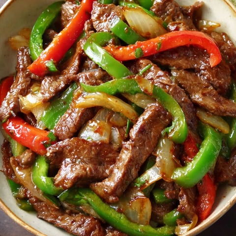 A bowl of Chinese Pepper Steak.