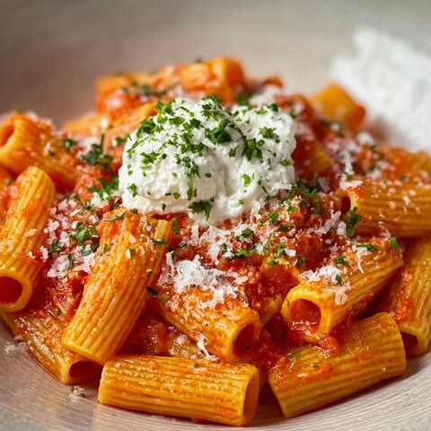 A plate of pasta with white cheese on top.